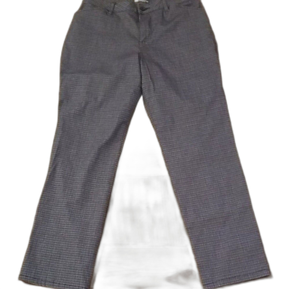 Lee Women’s Gray Career Pants 10P Straight Leg Textured Micro Check Dress Slacks